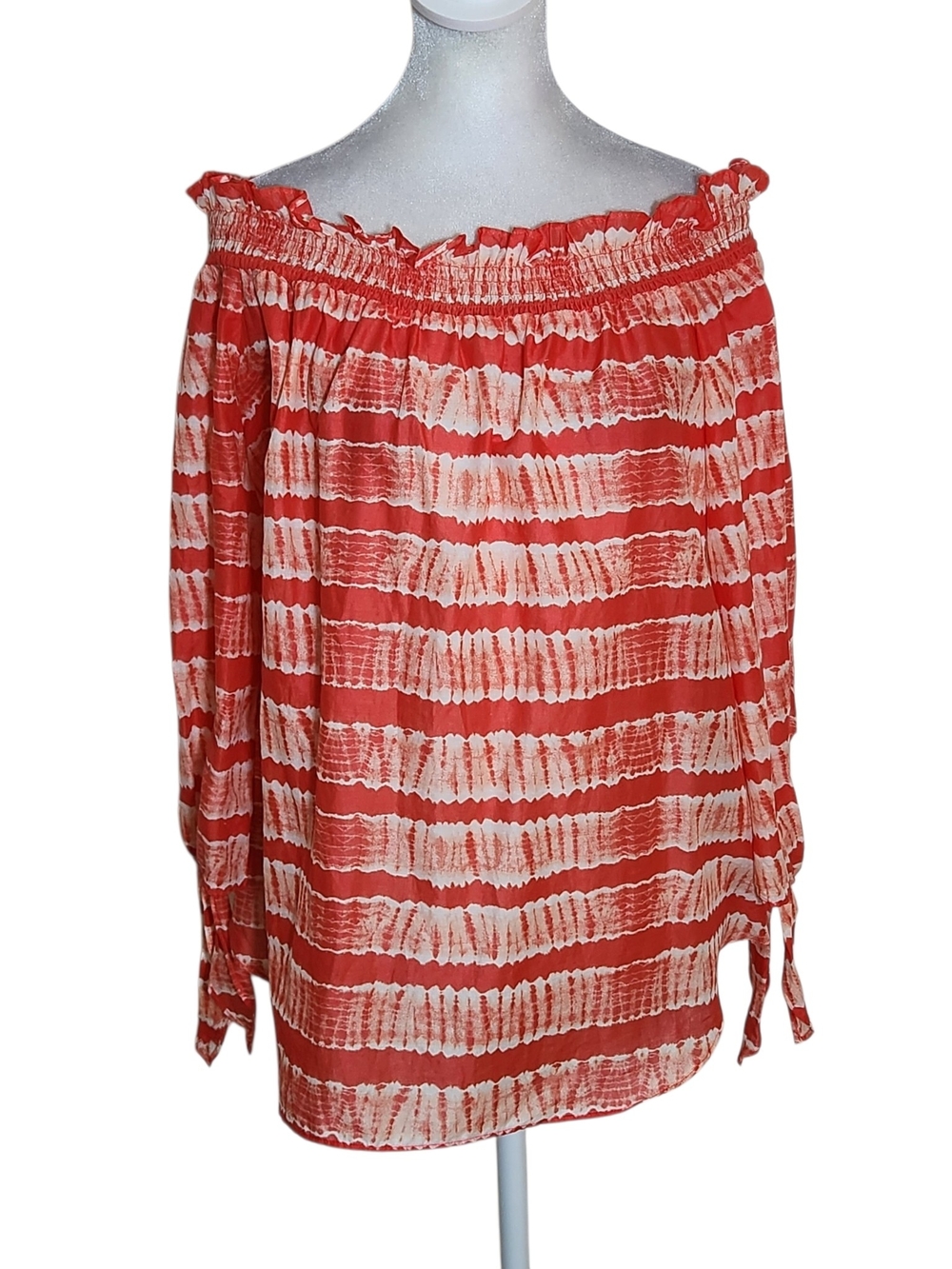 Michael Kors Coral Shibori Stripe Off the Shoulder Top Size XL